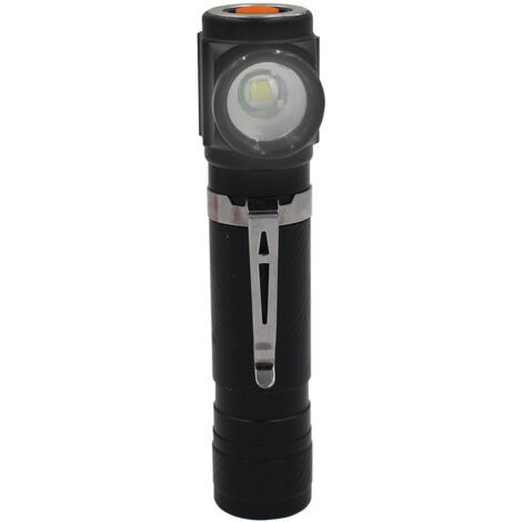 7hSevenOn - Linterna LED Luz Lateral con USB y 4 Modos De Iluminación, Aluminio, Talleres, Acampada, Camping, Tecnología LED XPE, 3W Potencia, 7500K, Protección IP54, Color Negro/Plateado