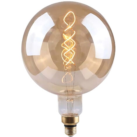 ORION91 7hSevenOn Vintage - Bombilla Led Filamento Decorativa Globo Gigante G150, Cristal, Casquillo E27, 4W, 28W Equi., 280lm, Luz Blanca Cálida (2100K), 320º, 15.000H, Ø15x21cm, Acabado Transparente