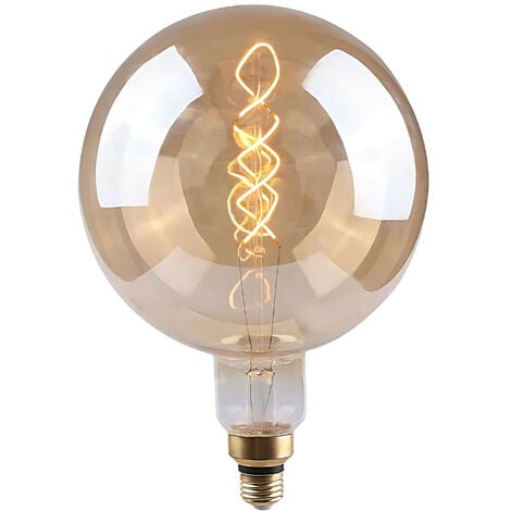 ORION91 7hSevenOn Vintage - Bombilla Led Filamento Decorativa Globo Gigante G150, Cristal, Casquillo E27, 4W, 28W Equi., 280lm, Luz Blanca Cálida (2100K), 320º, 15.000H, Ø15x21cm, Acabado Transparente