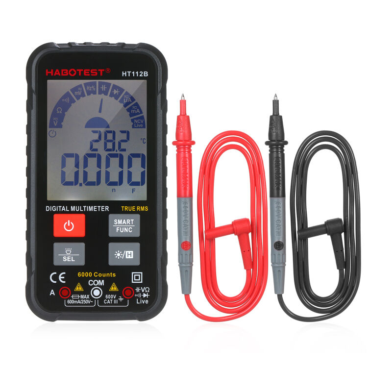 Multimètre intelligent TRMS 6000 points, écran LCD numérique, voltmètre AC/DC, ampèremètre, ohmmètre, test de diode, fréquence, capacité, continuité,