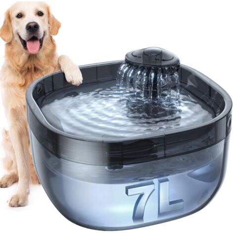 7L Fuente para Perros, Fuente de Agua para Gatos con 2 Filtros de Carbón, Bomba de Agua Súper Silenciosa, Luz LED, Fácil de Instalar y Limpiar