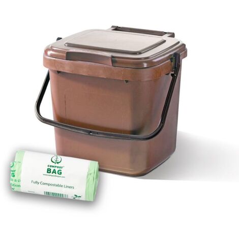 7ltr kitchen caddy brown with 26 Pack of Liners