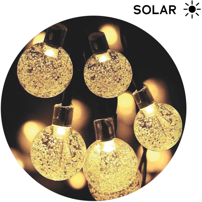 

7m. guirnalda solar bolas transparentes 50 Leds blanco cálido ( 79.758/7/CAL) - Electro Dh