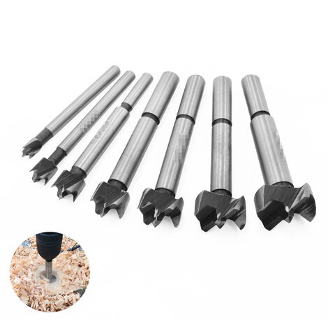 7PCS （1/4-1inch）Wood Carbide Countersink Drill Bits, Installing Spherical Wood Doors, Drawers, Forstner Drill Bits for Making Clean Flat Bottom Holes in Wood