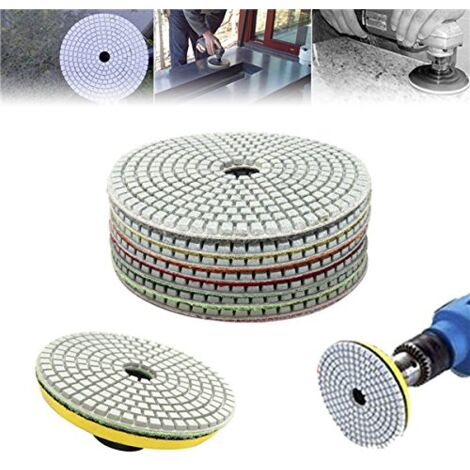 7Pcs 5 Inch 50-3000 Grit Diamond Polishing Pad Sanding Disc For Marble Glass Granite Concrete