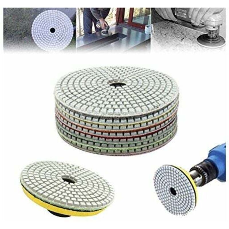 7Pcs 5 Pouces 50-3000 Grain Diamant Tampon De Polissage Disque De Ponçage Pour Marbre Verre De Granit De Béton