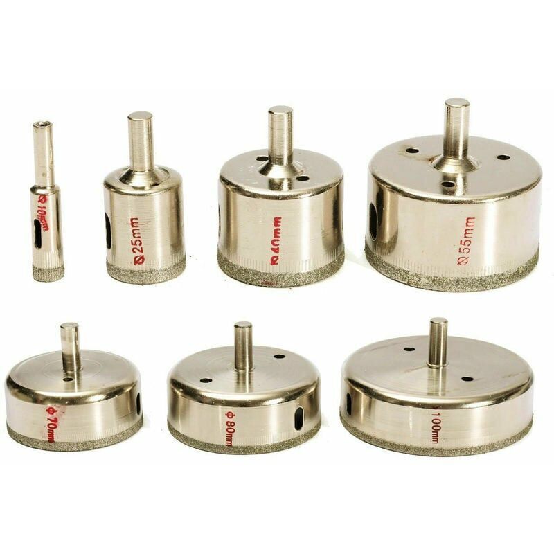 Qersta - 7pcs Diamant Scie-cloche Foret fraise pr Verre Trou Céramique Perceuse Marbre 10-100mm