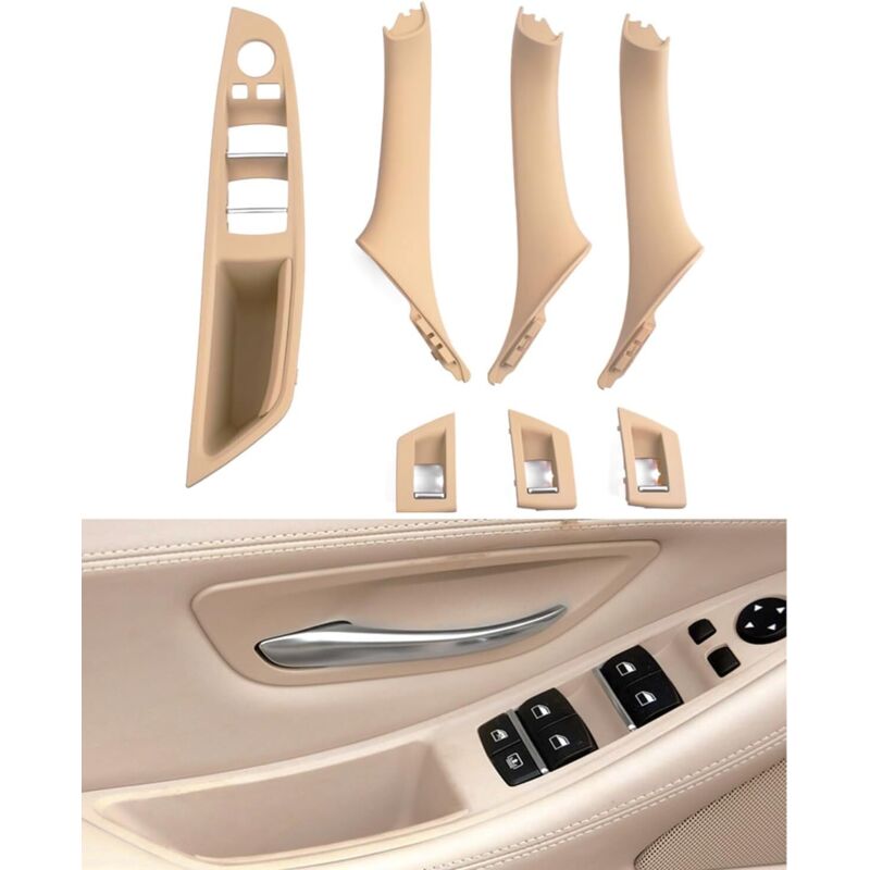 7PCS Door Handle Kit for BMW 5 Series F10 F11 520 530, Driver Side Window Armrest + Passenger Door Handle + Window Switch Covers for 523 525 528 535