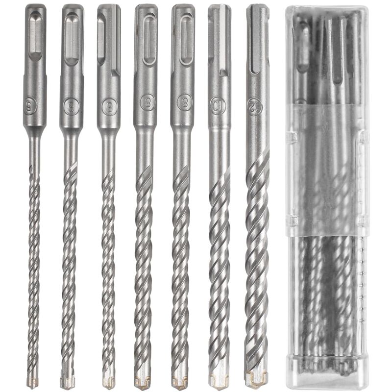 7PCS Forets à Béton, 5 6 6 8 8 10 12 x 160 mm pour Perforateur, Foret Carrelage SDS-Plus pour Percer Brique Béton Pierre Maçonnerie en Béton
