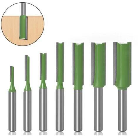 7Pcs Fraise droite à queue de 6 mm, Fraise Droite Defonceuse, pour Bois Carbure de TungstèNe Outil de Travail Du Bois, Routeur Droite à Simple Duble Flûte à Bois,3mm 4mm 5mm 6mm 8mm 10mm 12mm