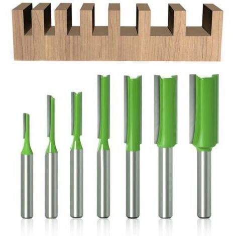 7Pcs Fraise droite à queue de 6 mm, Fraise Droite Defonceuse, pour Bois Carbure de TungstèNe Outil de Travail Du Bois, Routeur Droite à Simple Duble Flûte à Bois,3mm 4mm 5mm 6mm 8mm 10mm 12mm
