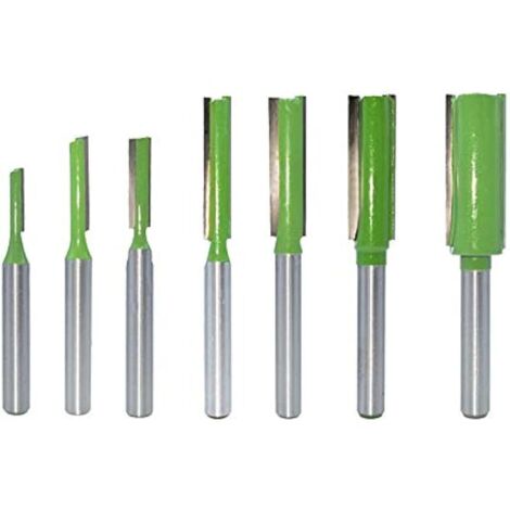 7Pcs Fraise droite à queue de 6 mm, Mèche de routeur simple/double flûte, Fraise à Bois Routeur à Coupe Droite Flush Trim Pattern Router Pour le Travail du Bois