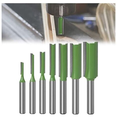 7Pcs Fraise droite à queue de 6 mm,Fraise Droite Defonceuse, pour Bois Carbure de TungstèNe Outil de Travail Du Bois, Routeur Droite à Simple Duble Flûte à Bois