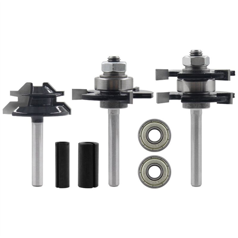 Image of Tlily - 7Pcs Holzbearbeitung Fräser 45-Grad Zapfen Stichsäge 3-Zahn T-Typ Gravur Maschine