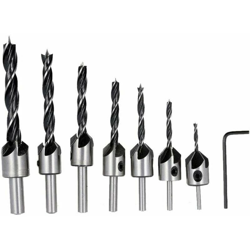 7PCS hss Milling Cutter 5 Flutes Milling Set Screwdriver Reamer Wood Metal Aluminum Plastic Milling Cutter Drill Tool 3-10mm
