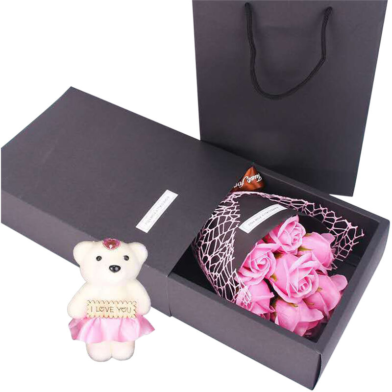 

7PCS Jabon de flores de rosas con caja de regalo Flores artificiales Perfumadas para siempre Jabon de rosas Ramo de flores de regalo para mujeres Dia