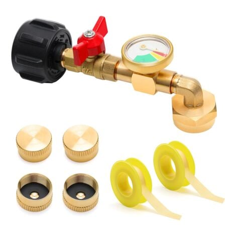 7PCS Propane Refill Adapter with Valve and Gauge Sets for QCC1 Tank 90 Degree Pressure