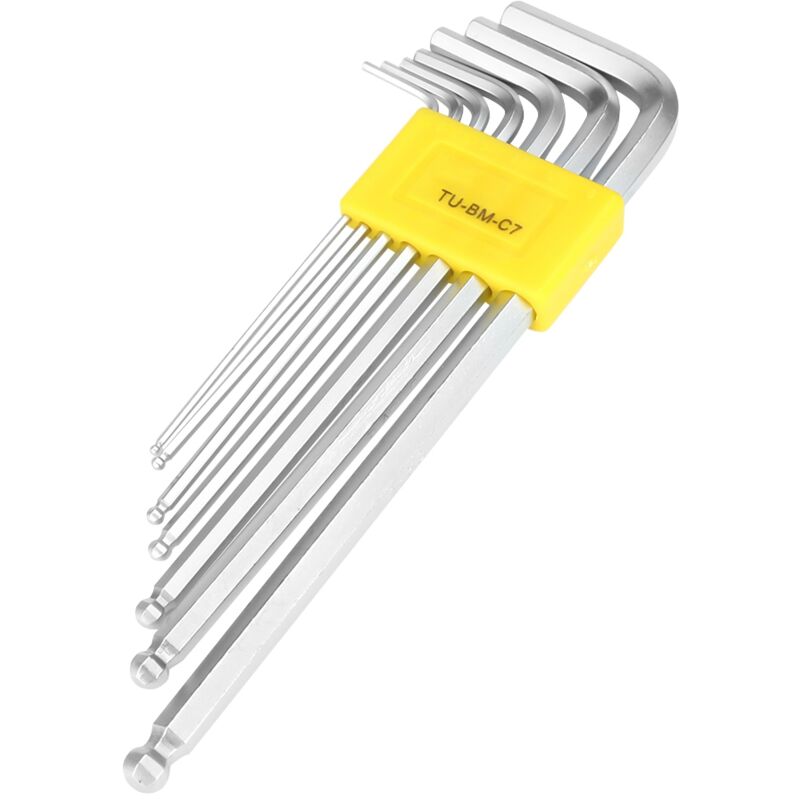 7PCS Set de clés hexagonales en l à bouts rallongés Kit de réparation professionnel Outil à main