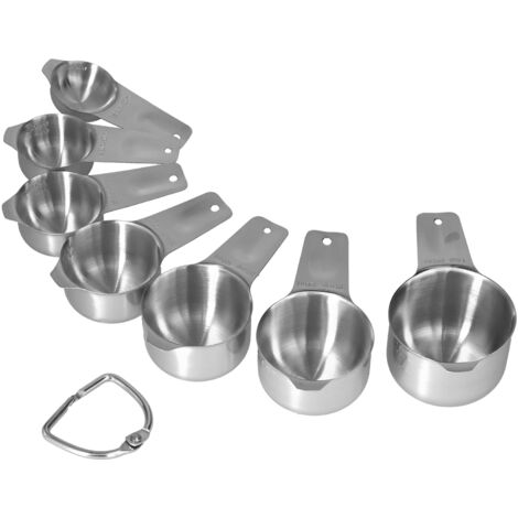 7Pcs/Set Stainless Steel Measuring Cup Measuring Spoon with Scale Baking Tool for Home Kitchen
