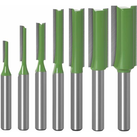 7pcs tige de 6mm fraise à défoncer fraise droite avec tranchants en carbure fraise à menuiserie outil de woodworking cutter