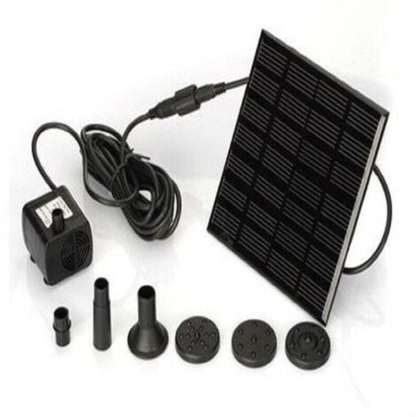 7V 1.2W Pompe Solaire Pour Fontaine, Pompe à Eau Solaire avec 6 Buses Kit de Fontaine Submersible sans Brosse，1111cm，Longueur de ligne 3m