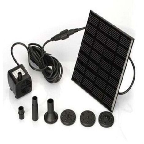 7V 1.2W Pompe Solaire Pour Fontaine, Pompe à Eau Solaire avec 6 Buses Kit de Fontaine Submersible sans Brosse，1111cm，Longueur de ligne 3m