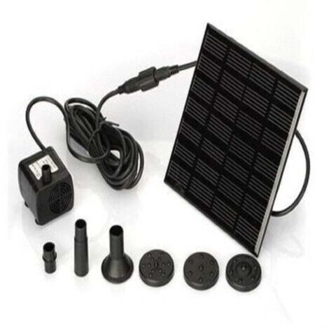 7V 1.2W Pompe Solaire Pour Fontaine, Pompe à Eau Solaire avec 6 Buses Kit de Fontaine Submersible sans Brosse，1111cm，Longueur de ligne 3m