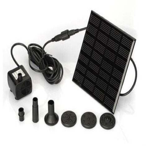 7V 1.2W Solar Fountain Pump, Solar Water Pump with 6 Nozzles Brushless Submersible Fountain Kit, 11x11cm, 3m Line Length