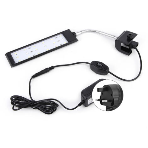 7W 18-LED Fish Tank Clip on Light High Brightness Clamp Aquarium Lamp 100-240VUK Plug 100-240V