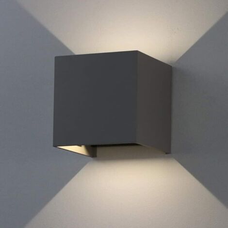 7W Applique Murale Interieur/Exterieur Avec Angle de Faisceau Réglable Appliques Murales LED 4000K Lampe Murale Etanche IP65 Applique pour Salon Chambre (Gris Foncé)