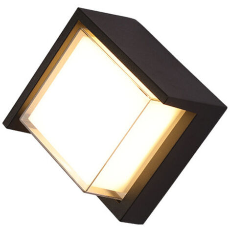 7W Applique murale LED carrée en acrylique, imperméable, moderne, pour jardin, intérieur et extérieur (blanc chaud)