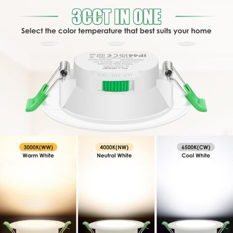 7W dimmbarer LED-Einbaustrahler – IP65 wasserdicht – 600 Lumen Helligkeit – Farbtemperatur 3000K/4000K/6500K – 6er-Pack – Für Badezimmer