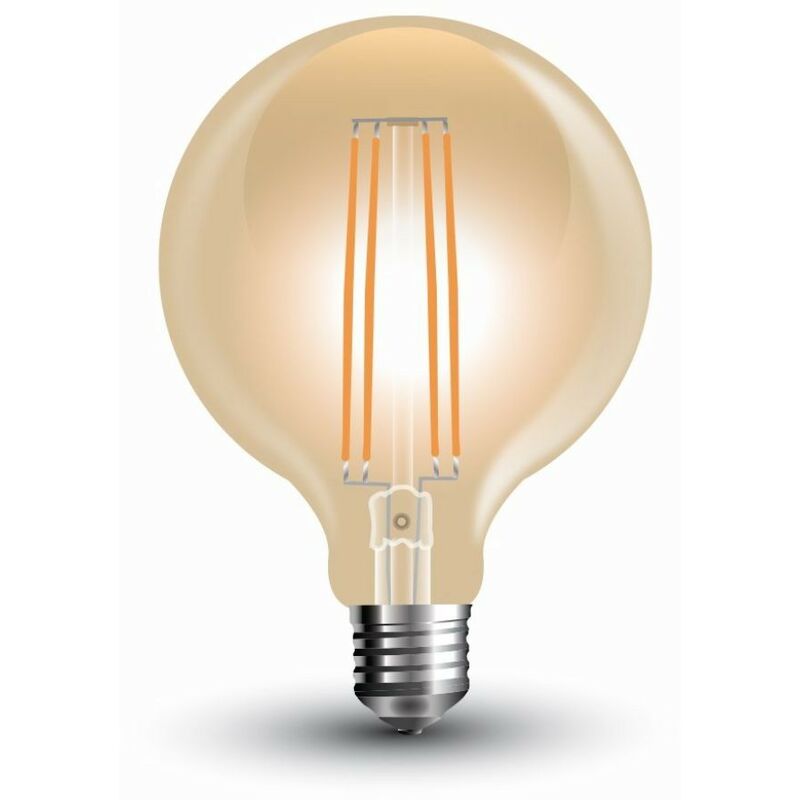 Image of Lampadina led E27 7W bulb G95 globo filament vetro ambrato - sku 217147