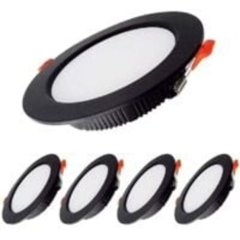 7W Spot Led Encastrable Dimmable Noir Extra Plat 230V 5 Pack,700LM = 70W incandescence, IP44,Blanc Froid 6000K, Découpe 80-90mm,Rond plafond encastré Pour salle de bain,Cuisine,Salon,Couloir [Classe é
