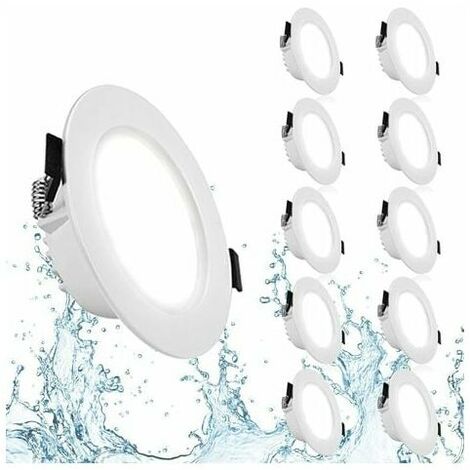 7W Spot Led Encastrable Extra Plat, IP44 Led Spot Encastré Salle de Bain, Blanc Neutre 4000K, Ultra-mince 35MM, Spot Led Extra Plat AC85-265V, 550LM, LED Intégrée Pour Cuisine,10 pièces.