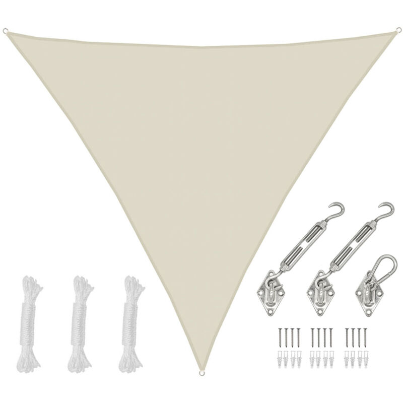 7x7x7 Voile d'Ombrage Triangulaire Étanche - Toile de Jardin avec Fixation Inox