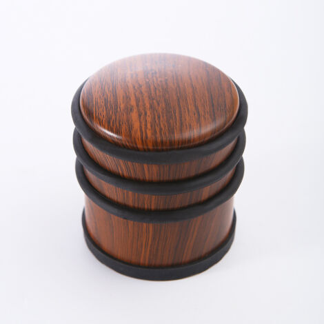 7x8cm - high natural wood effect doorstop with rubber strap