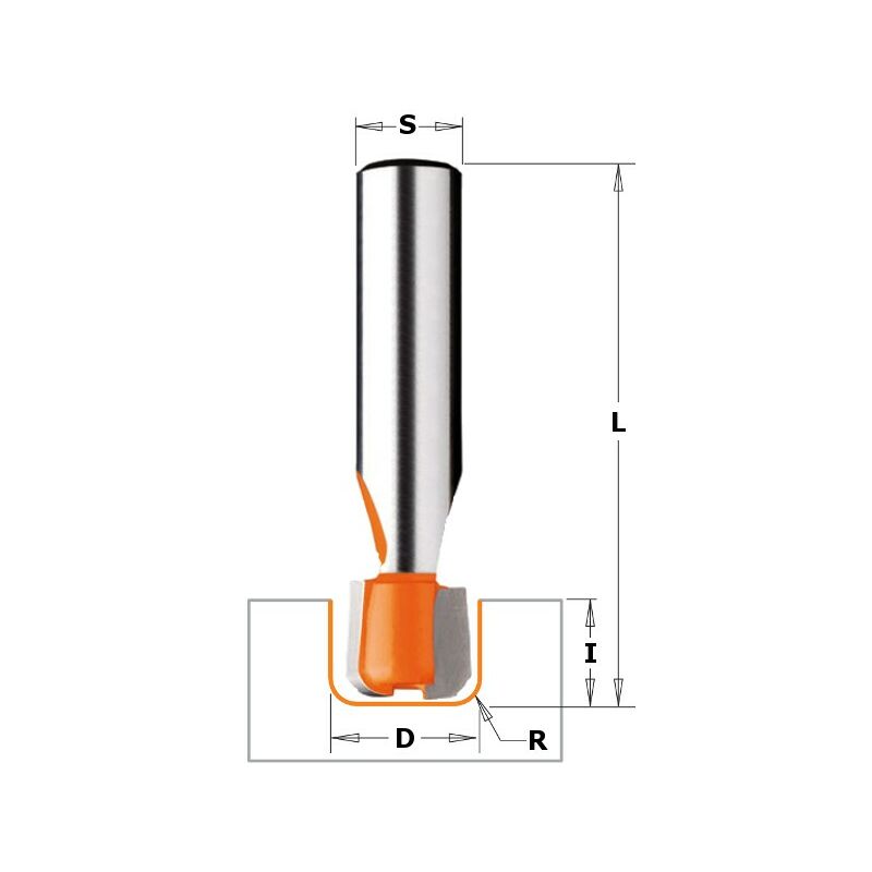 CMT - Fraise pour gorges 25,4mm matériaux composites - Queue 12mm