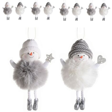 8 Addobbi Natalizi da Appendere per Albero a Forma Pupazzo di Neve in Peluche