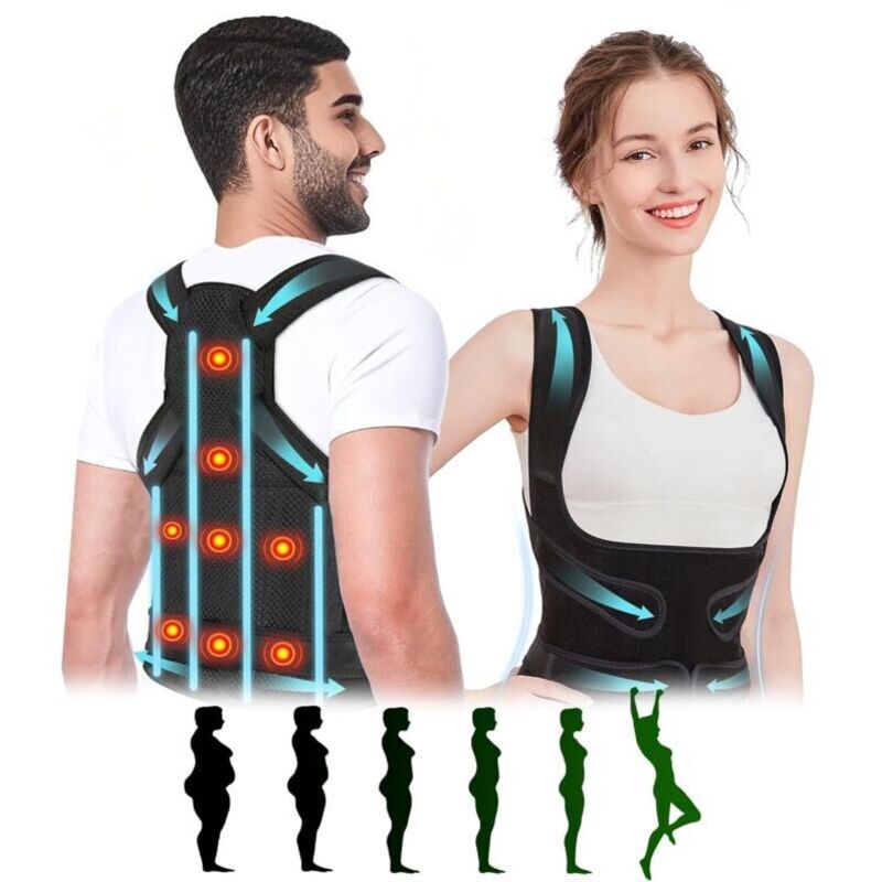 8 Aimants Correcteur de Posture, Correcteur de Posture Dos, Donne une Forme Au Cou, Correction Scoliose et Bosse, Aux épaules Et Au Dos, Correction