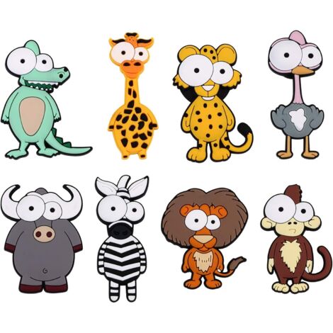 8 aimants pour réfrigérateur en forme d'animaux, autocollants magnétiques 3D en silicone, motifs d'animaux de zoo de dessin animé