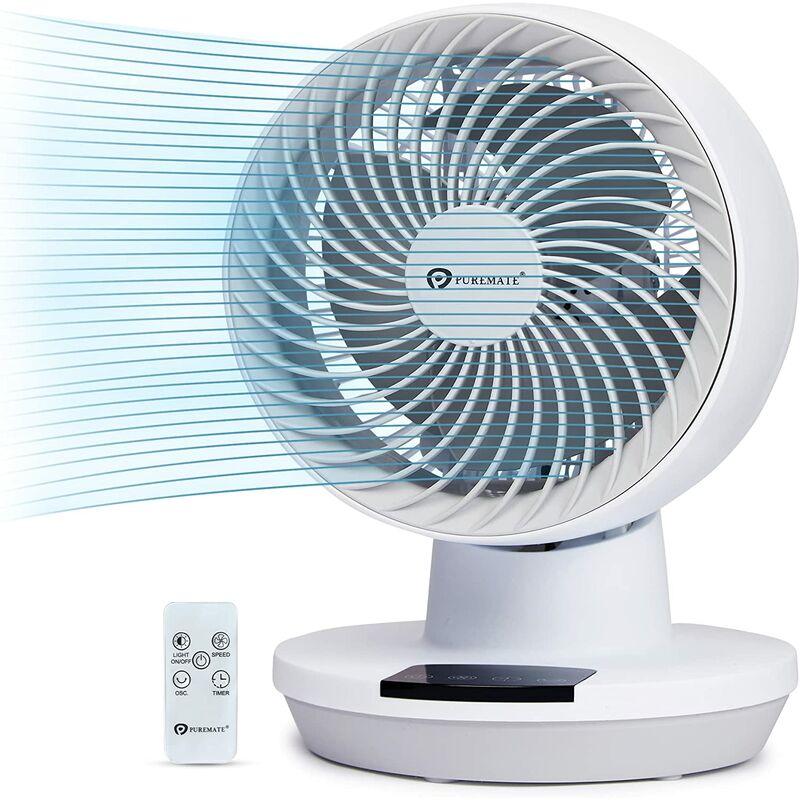 Image of 8' Air Circulator Fan Puremate Portable Oscillation Desktop Cooling Fan Remote - White