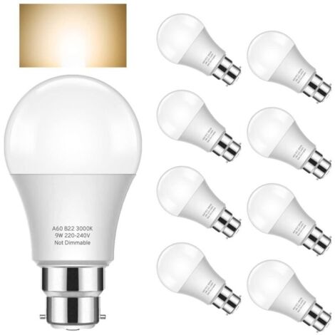 8 ampoules LED d'éclairage ampoule lumières maison économie d'énergie LED marché de nuit lampadaires intelligents 9W-E27 blanc chaud 3500K