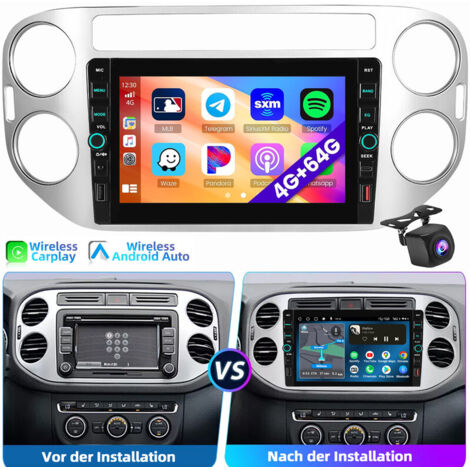 8" Android 15 Autoradio CarPlay Pour VW Tiguan 2007-2016 GPS WiFi BT Type-C 4+64G CAM