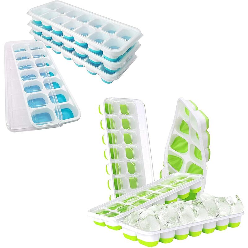 

8 bandejas flexibles de silicona de fácil liberación, 14 bandejas para cubitos de hielo con tapa extraíble a prueba de salpicaduras, para cócteles,