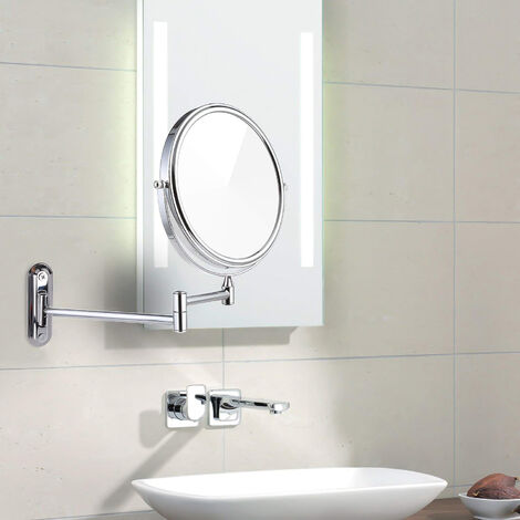 8" Bathroom Wall Shaving Makeup Mirror Telescopic Beauty Mirror 5x Magnification