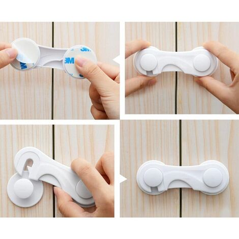 8 bloque porte bébé securite placard enfant bloc porte tiroir Auto Adhésive tiroir armoire frigo verrouillage ajustable serrure avec colle forte sans perçage