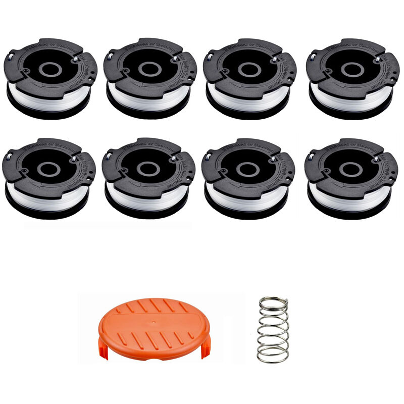 8 Bobine Fil Nylon Pièces de Rechange Coupe Bordure Black et Decker AF-100 (Longueur 9.1m,Diamètre 1.65 mm,Avec 1 capuchon et 1 ressort )