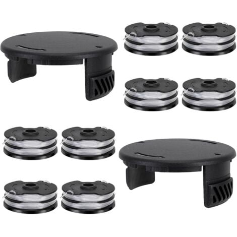 AMRINUGL 8 Bobine Fil pour Coupe Bordure Compatible avec Parkside 13600210 + 2 Couvercle Piece Detachee pour Parkside Bobine de Fil Pièces Détachées pour LIDL PRTA 20-Li C3 A1B2 PRT 550 A1 A3 PRT 300 A1