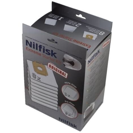 8 bolsas de aspiradora + 2 prefiltros extreme + 1 filtro hepa 14 para aspiradora NILFISK 107403113